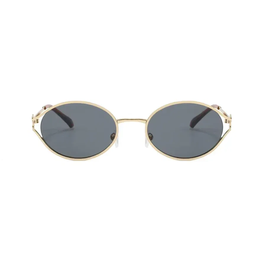 Lenses Color: Red - Luxury Brand Designer Oval Sunglasses For Women Sexy Metal Frame Small Round Sun Glasses Ladies Stylish Eyewear Shades UV400