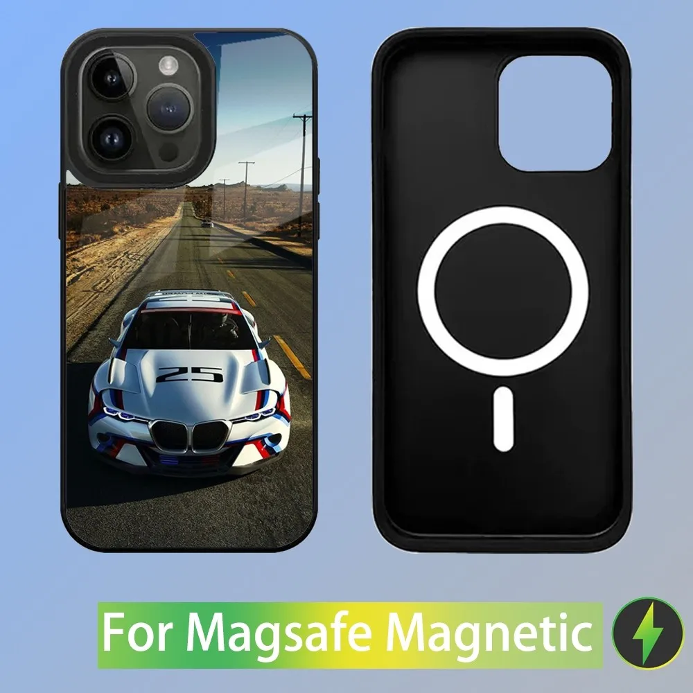 Color: GRAY, Material: EVA - Cool Sport Car B-BMW Phone Case For iPhone 16,15,14,13,12,11,Plus,Pro,Max Mini Magsafe Magnetic Wireless Charging