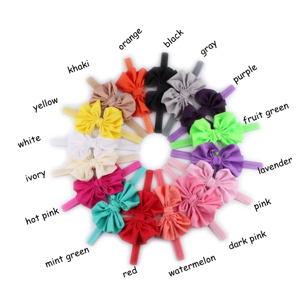 Color: Yellow - Baby girls hair bow flower Headband Kids Girls Bowknot Elastic Hair Band Headwear Newborn Head Band children hair Accessories