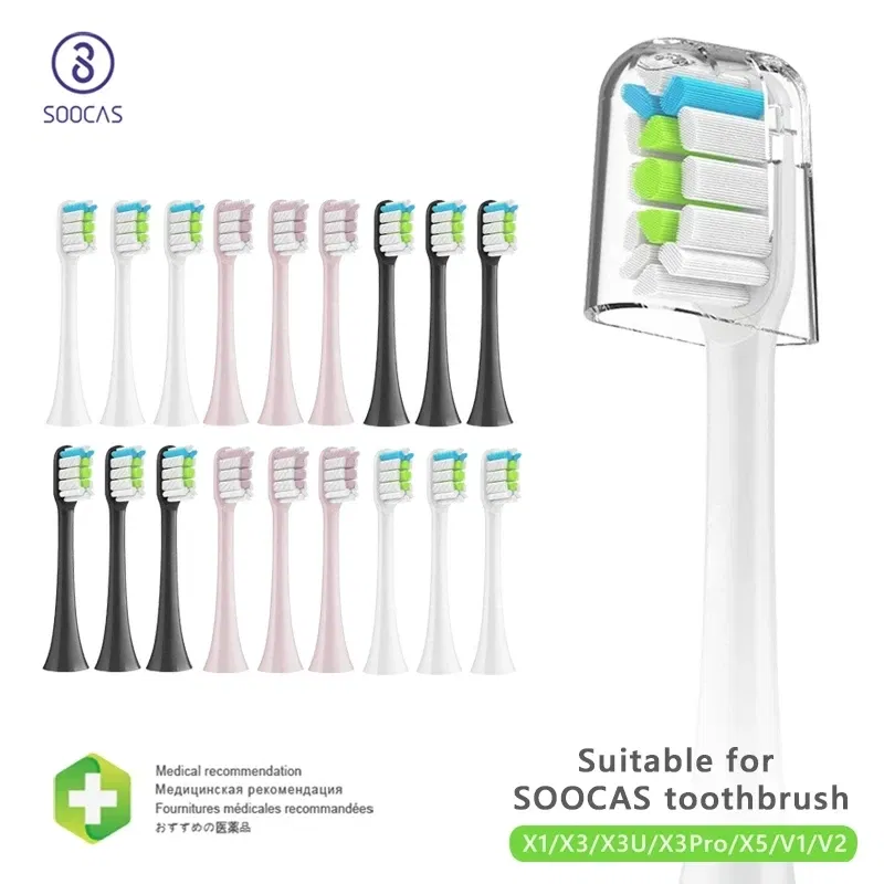 Color: Gold - Replacement Brush Heads for Xiaomi SOOCAS X3 X5 V1 X3U Soft Bristle 10 Pieces Electric Toothbrush Dupont Bristle Sealed Packed