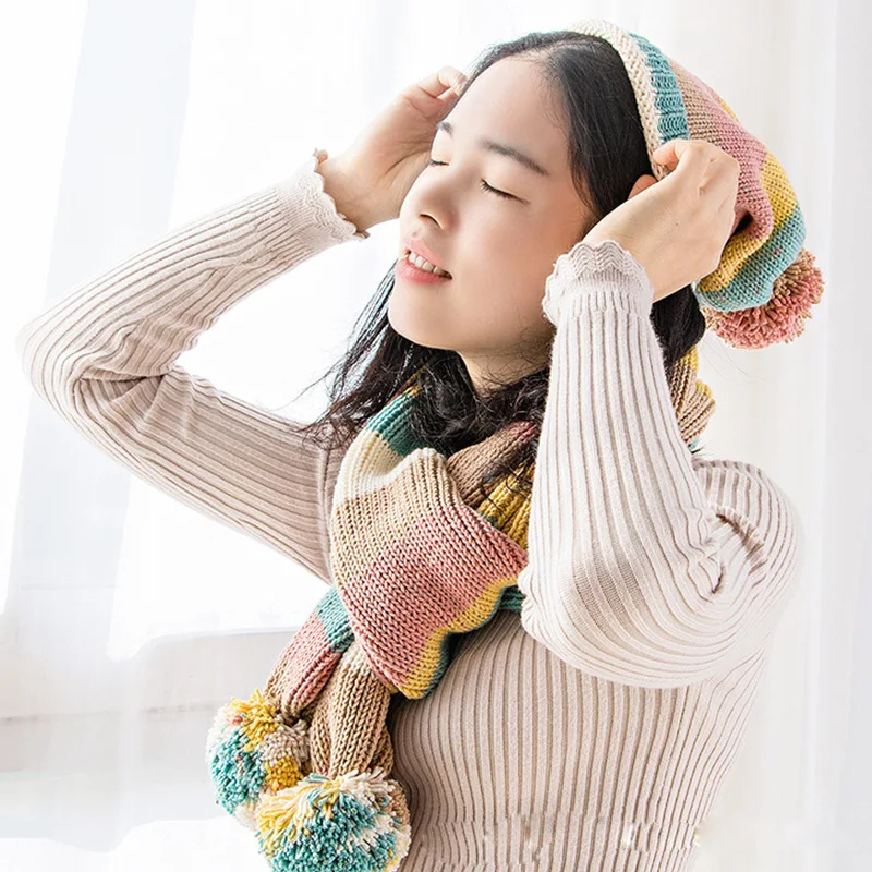 Color: Orange - (1pc)5-strand Milk Cotton Segment Dyed Rainbow Cotton Hand Woven Wool Scarf Pillow Blanket Material Wool