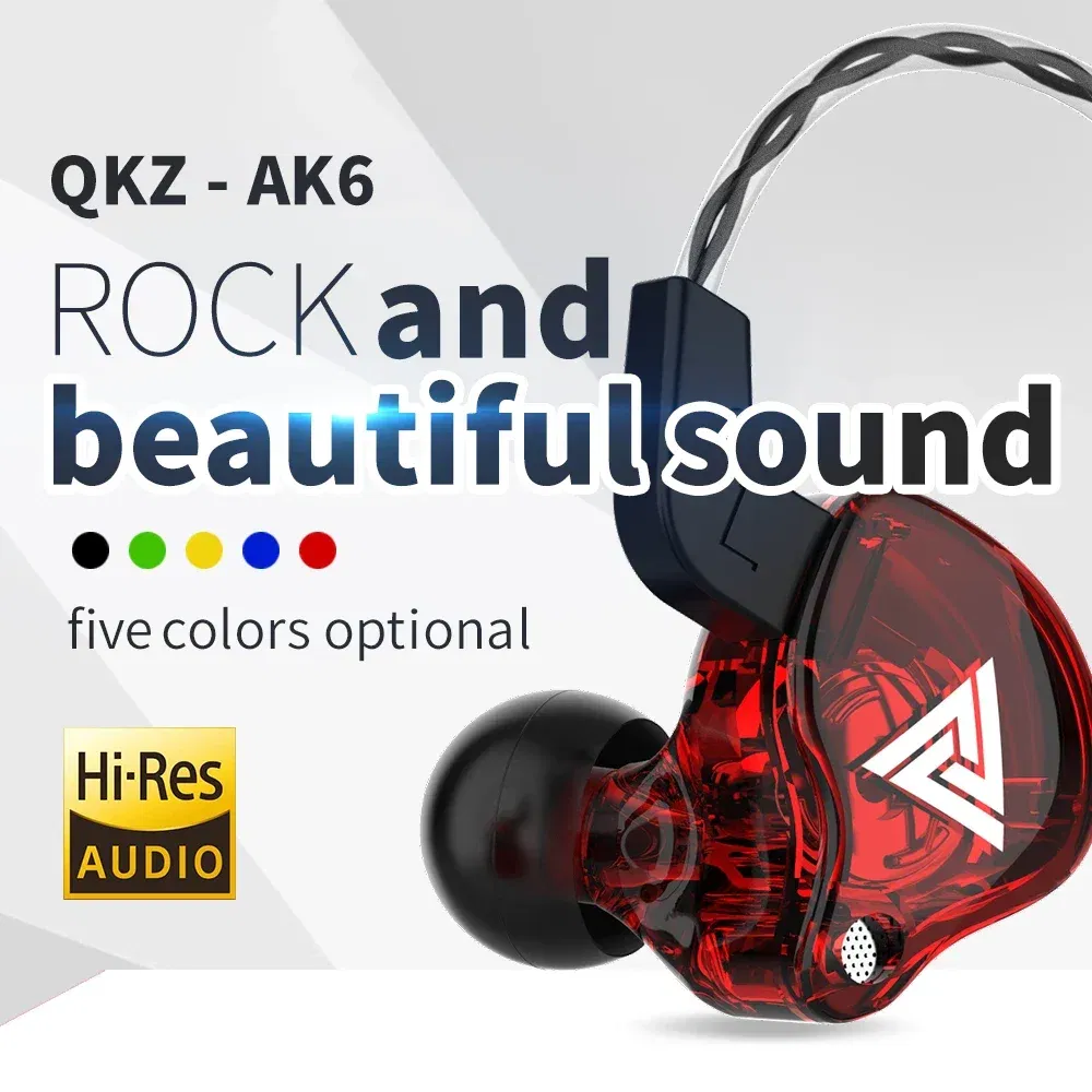 Color: Skin Color - QKZ AK6 Universal 3.5mm HiFi Sport Headphones in Ear Earphone for Running with Microphone Headset Music Earbuds