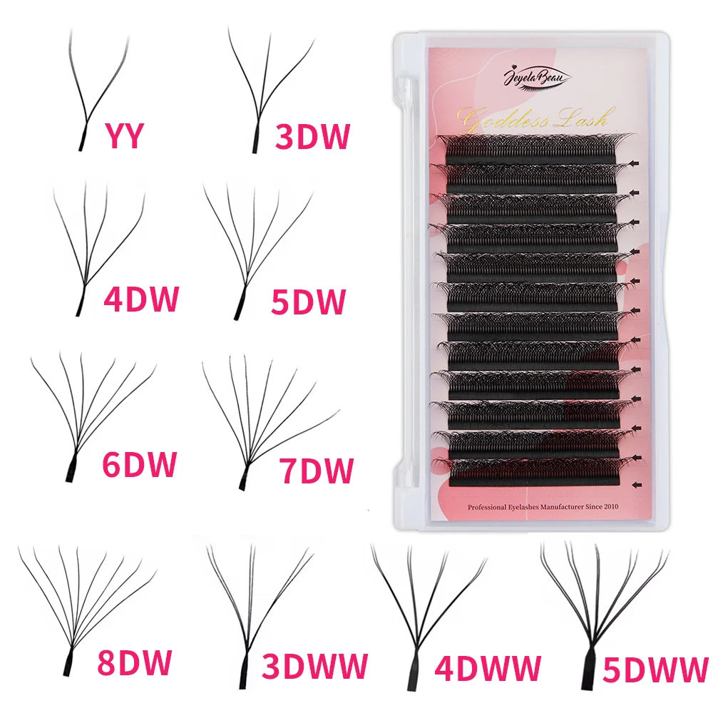 Color: Sliver, Curl: D, Thickness: 0.07mm, Length: MIX, Ships From: CHINA - Goddess 3D/4D/5D/6D/7D/8D W Shape lashes 4D Premade Fan Lash Extensions 0.07 C/D Curl Natural Soft High Quality Idividual Lashes