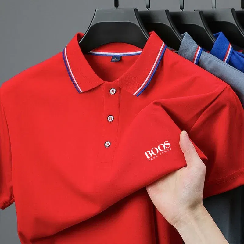 Color: black, Size: L - 2025 Summer New Men's Short Sleeved Embroidered Polo Shirt Breathable Lightweight Shirt Luxurious Top Casual Lapel Men's T-shirt