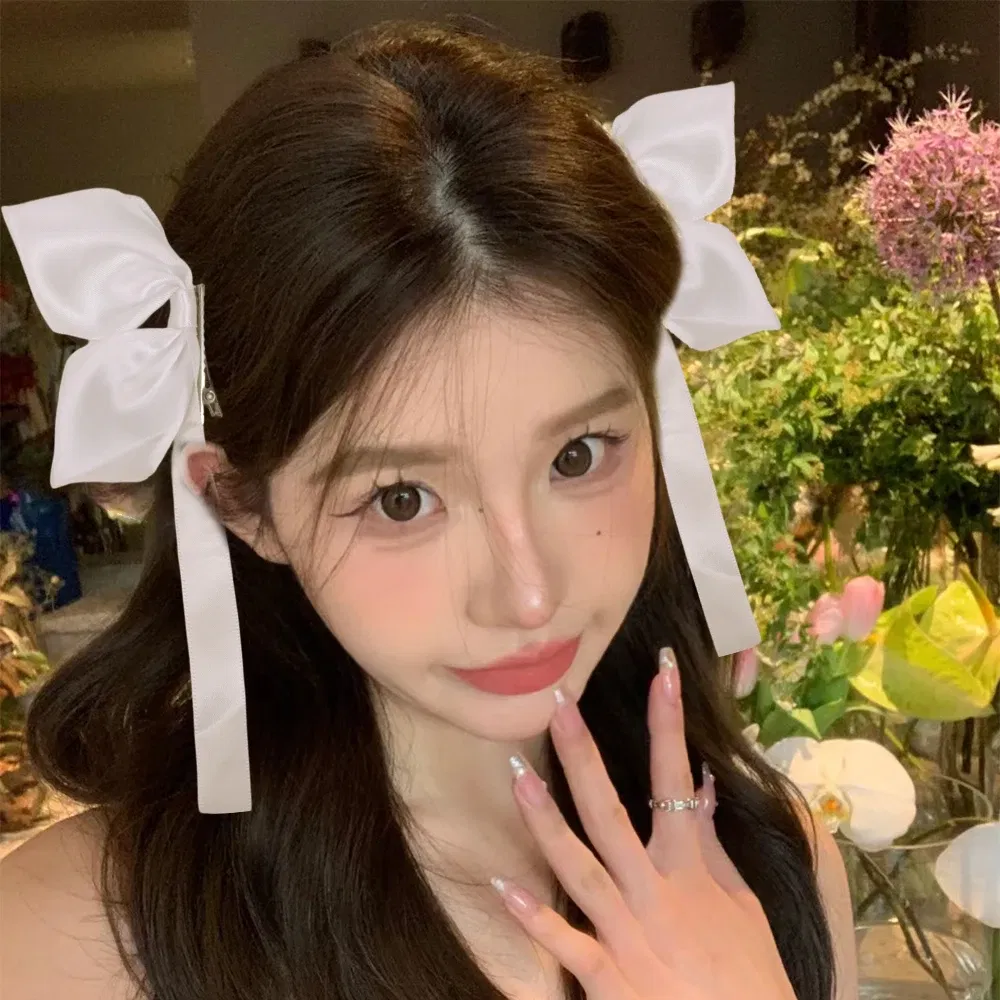 Color: Yellow - 2Pcs Bow Ribbon Hair Clip Fashion Bowknot Hairpins Small Cute Barrettes Women Girls Kids Bows Clips Ornament Headwear Headdress