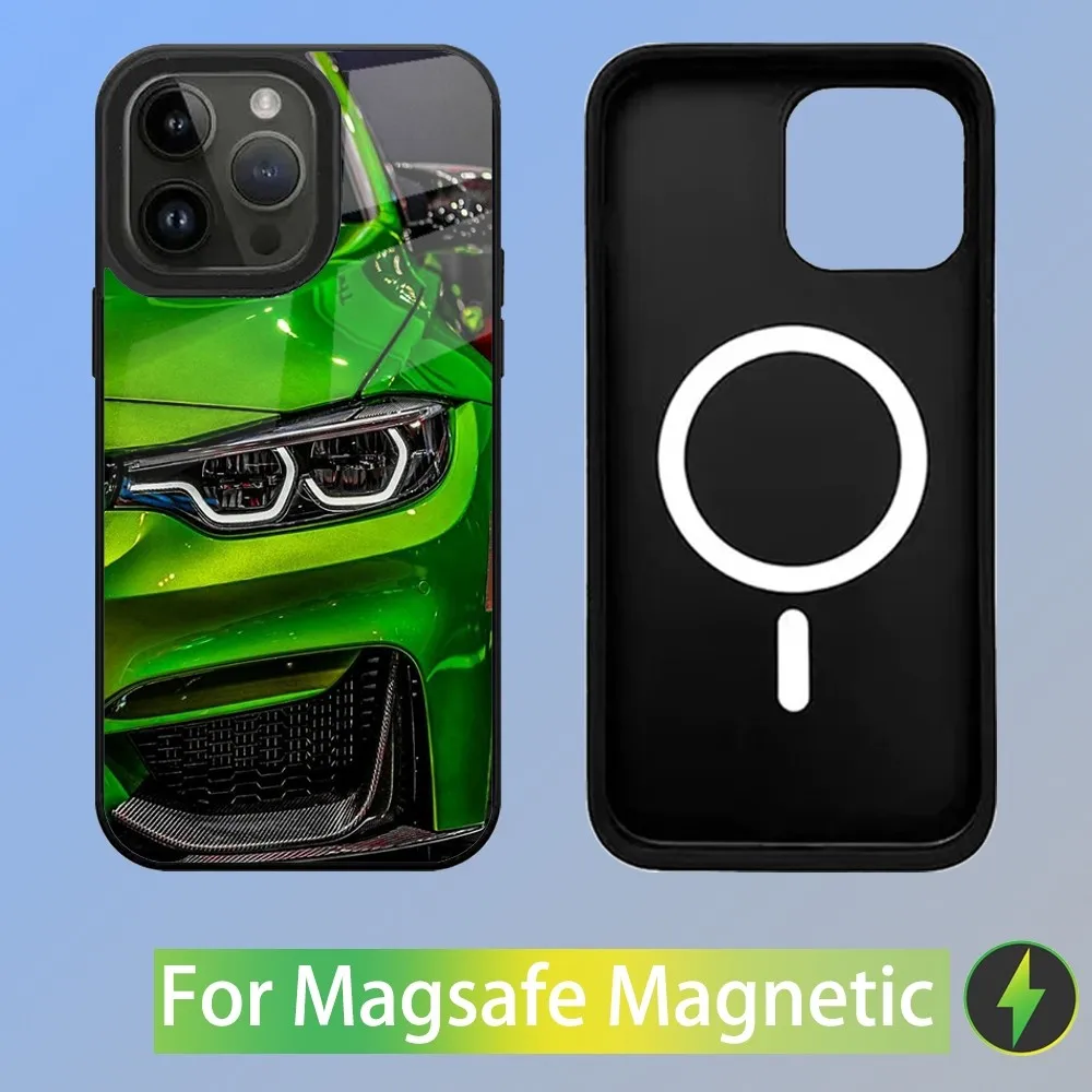 Color: Blue, Material: PVC - Cool Sport Car B-BMW Phone Case For iPhone 16,15,14,13,12,11,Plus,Pro,Max Mini Magsafe Magnetic Wireless Charging
