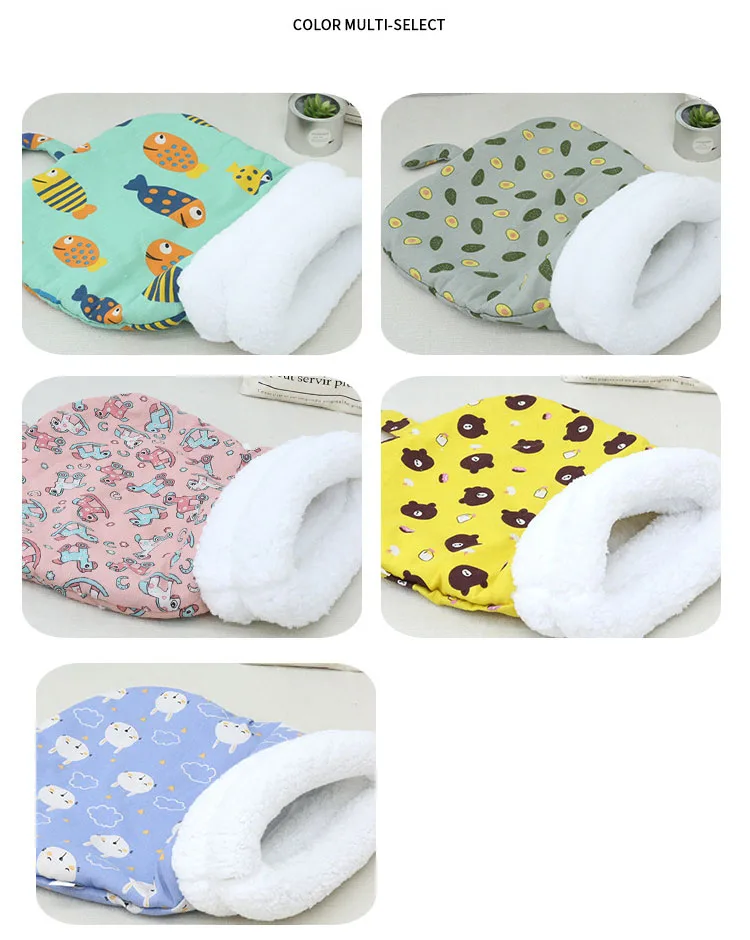 Color: apple green - Autumn and Winter Warm Pet Sleeping Bag, Lamb Fleece Warm Cat Nest, Drill Hole, Bedding, Semi Closed Dog Nest, Suitable for Dogs