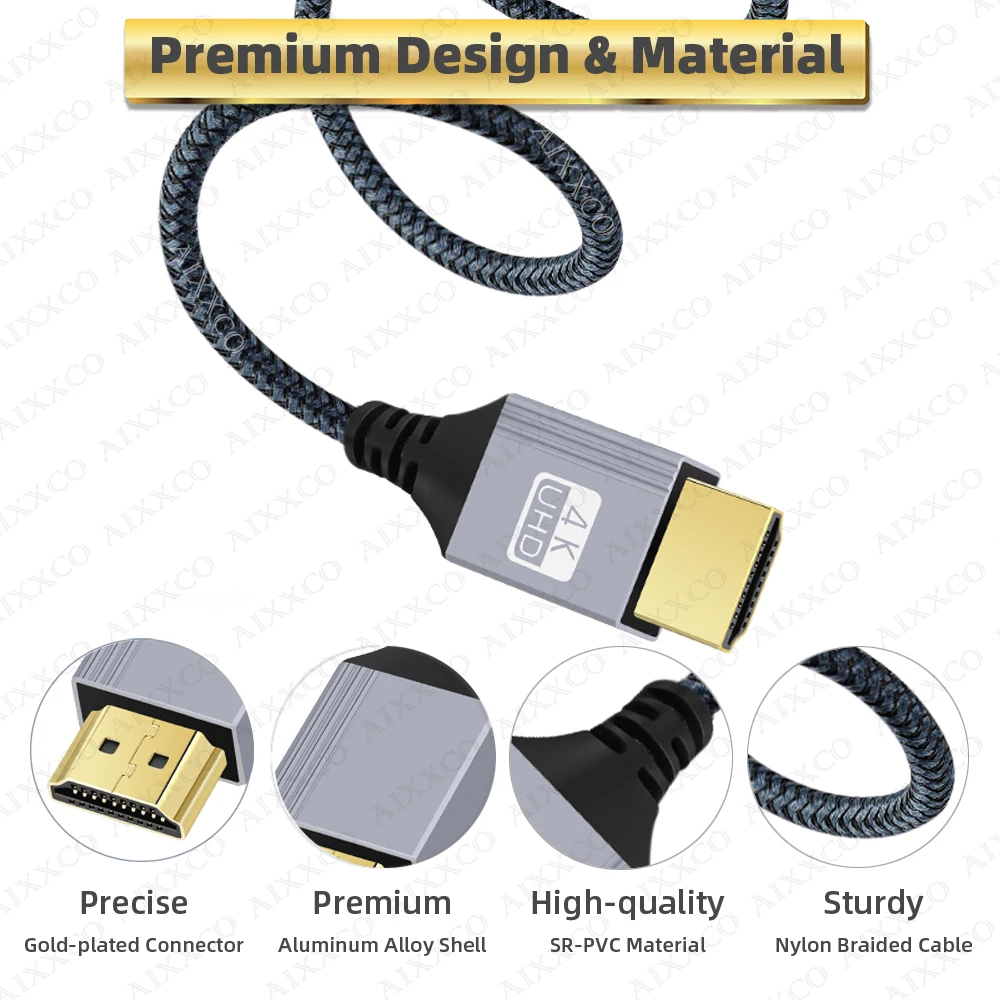 Length: 2m - HDMI-Compatible Cable 2.0 Wire 4K 60Hz for Xiaomi Xbox PS5 PS4 Laptops HDMI-Compatible Splitter Digital Cable Cord 2m 3m 5m 10m