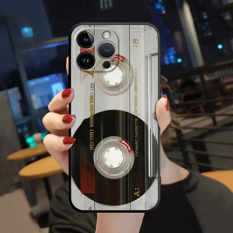 Color: Blue, Material: Genuine leather - Magnetic Radio Tape Cassette Pattern Phone Case For Samsung Galaxy S10 S20 S21 S22 S23 S24 FE Plus Ultra Note 20 Phone Cover