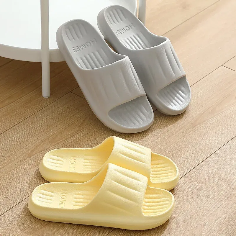 Color: Lavender, Shoe Size: 40 - Home Slippers Women Men Summer Sandals Soft EVA Slides Beach Flip Flops Couples Bathroom Non-slip Shoes