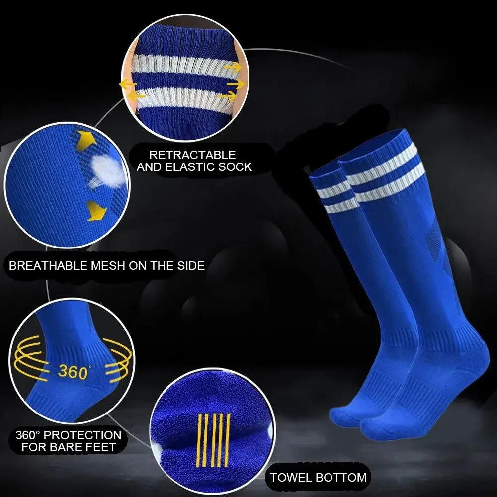 Color: WHITE - 1 Pair Sports Football Socks Non-slip Grip Football Socks Children Outdoor Running Fitness Socks