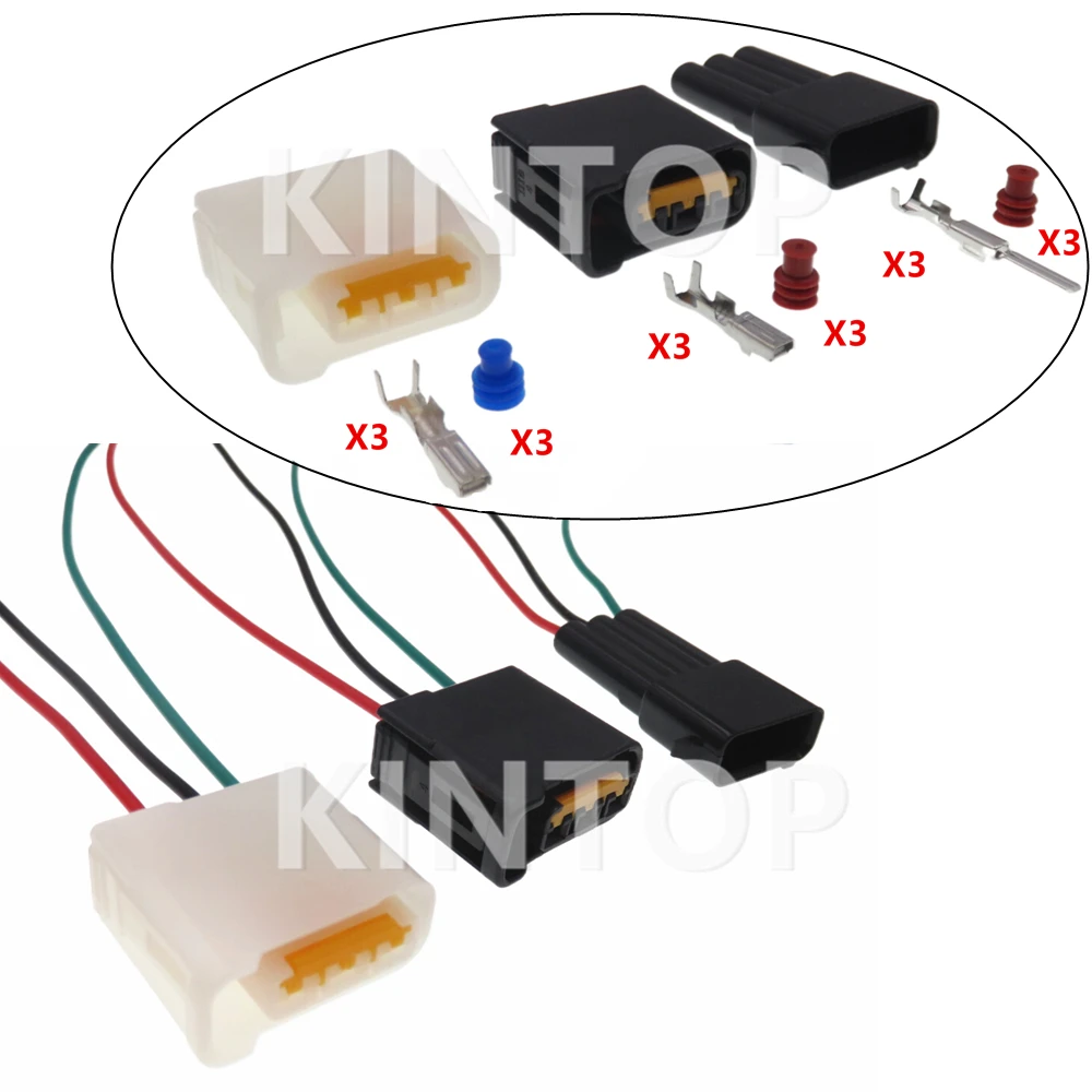 Color: Yellow - 1 Set 3 Pins AC Assembly Auto Plastic Housing Connector with Wire Automotive Ignition Coil Socket For Subaru FW-C-D3F FW-C-D3F-B