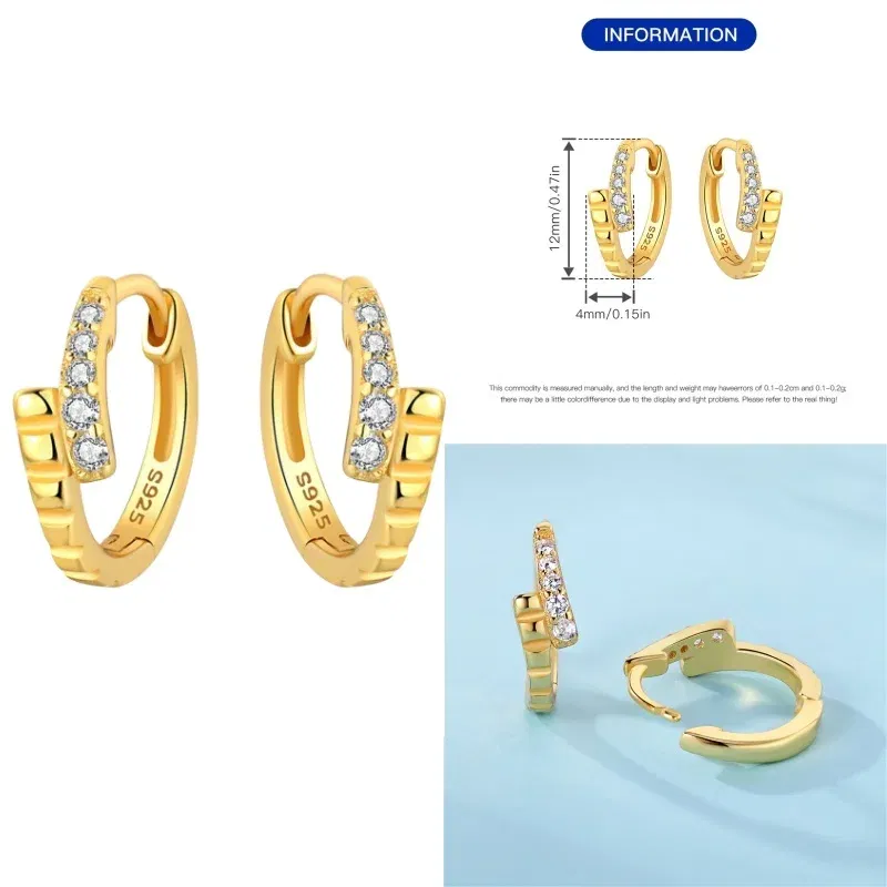 Gem Color: Cinnamon - New 100% 925 Sterling Silver Hoop Earrings Zircon High Quality For Women's Girl Wedding Fine Jewelry Accessories Party Gifts