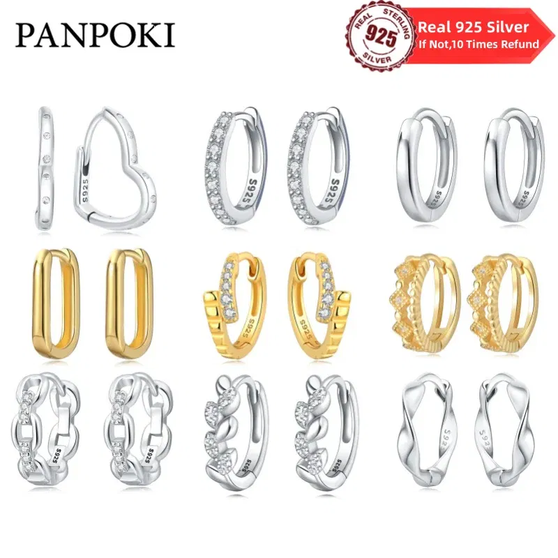 Gem Color: Cinnamon - New 100% 925 Sterling Silver Hoop Earrings Zircon High Quality For Women's Girl Wedding Fine Jewelry Accessories Party Gifts