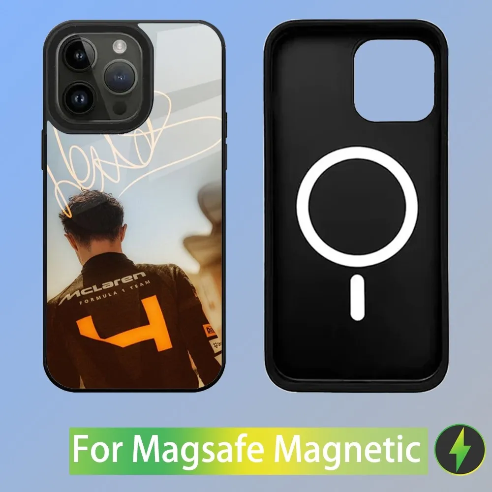 Color: Clear, Material: PC + TPU - F1 Formula 1 L-Lando Norris Phone Case For iPhone 16,15,14,13,12,11,Plus,Pro,Max Mini Magsafe Magnetic Wireless Charging