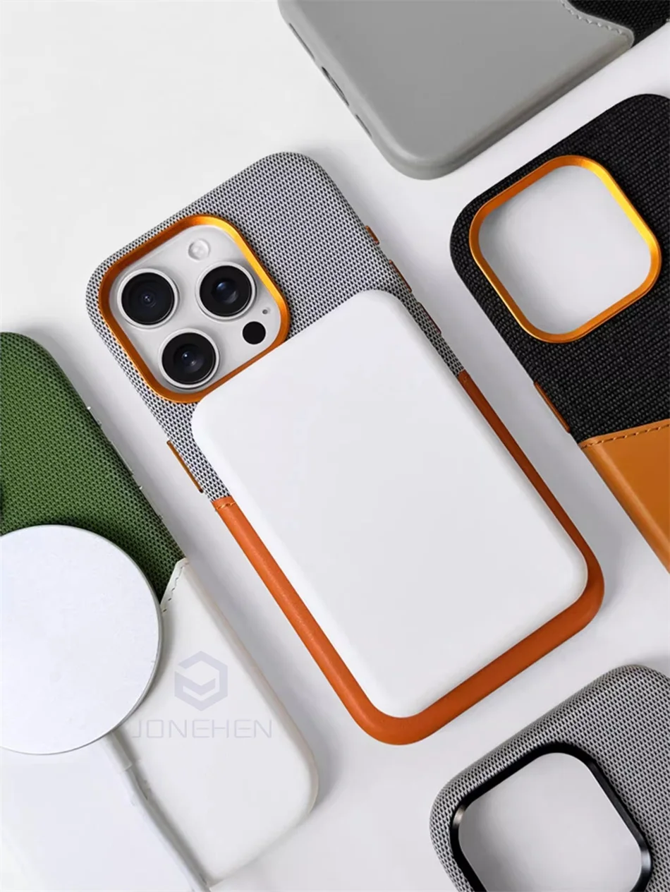 Color: Brown, Material: Carbon Fiber - For Magsafe Card Holder Leather Case For iPhone 16 15 13 12 17 Pro Max 14 Plus Pocket Wireless Charge Alloy Lens Magnetic Cover