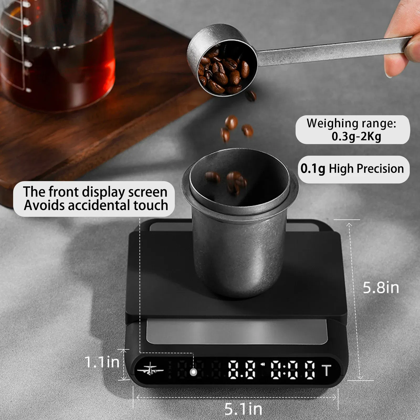 Color: LIGHT BLUE, Ships From: CHINA, Load Bearing: 3Kg - MHW-3BOMBER Smart Drip Espresso Coffee Scale with Auto Timer USB Charging Kitchen Electronic Scale Cafe Home Barista Accessories