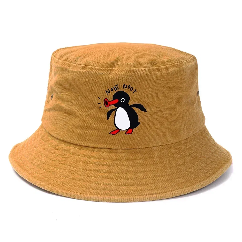 Color: DEEP BLUE - Summer Penguin Bucket Hat Reversible Bob Men Women Cotton Travel Beach Fisherman Hat Outdoor Sports Pull Up Bob Panama Sun Hat