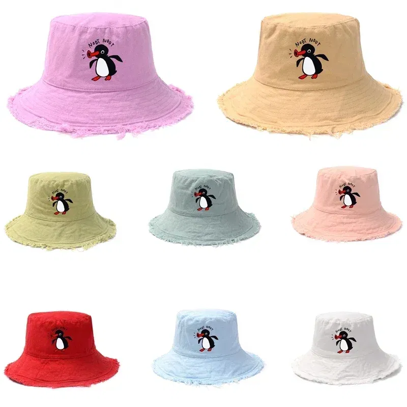 Color: DEEP BLUE - Summer Penguin Bucket Hat Reversible Bob Men Women Cotton Travel Beach Fisherman Hat Outdoor Sports Pull Up Bob Panama Sun Hat