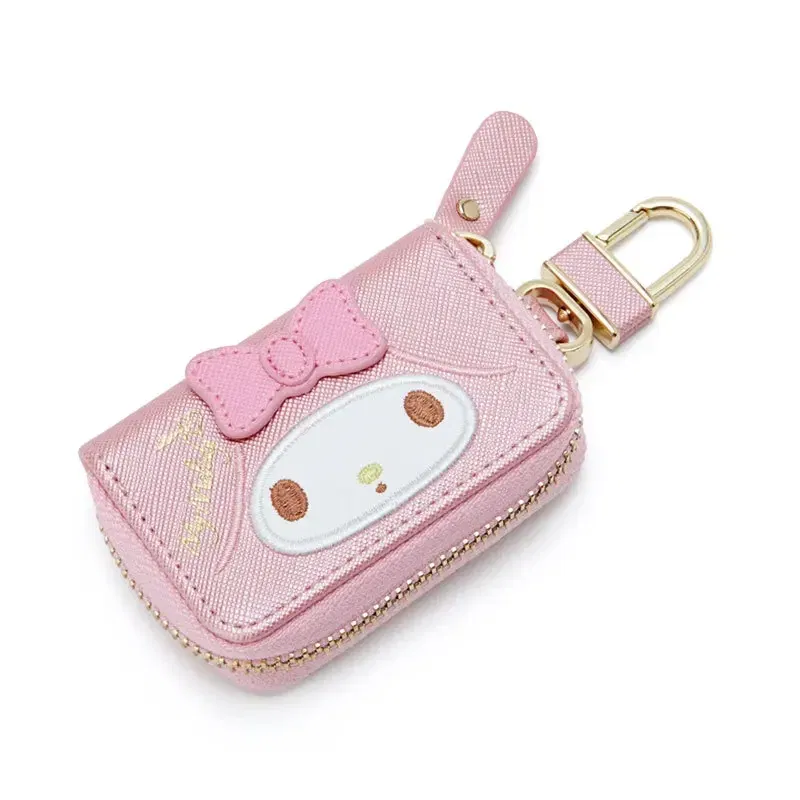 Color: Yellow - Hello Kitty Car Key Case Cover Sanrio Key Organizer Melody Keychain Pouch Cinnamoroll Keychain Wallet Women Coin Purse Keychain