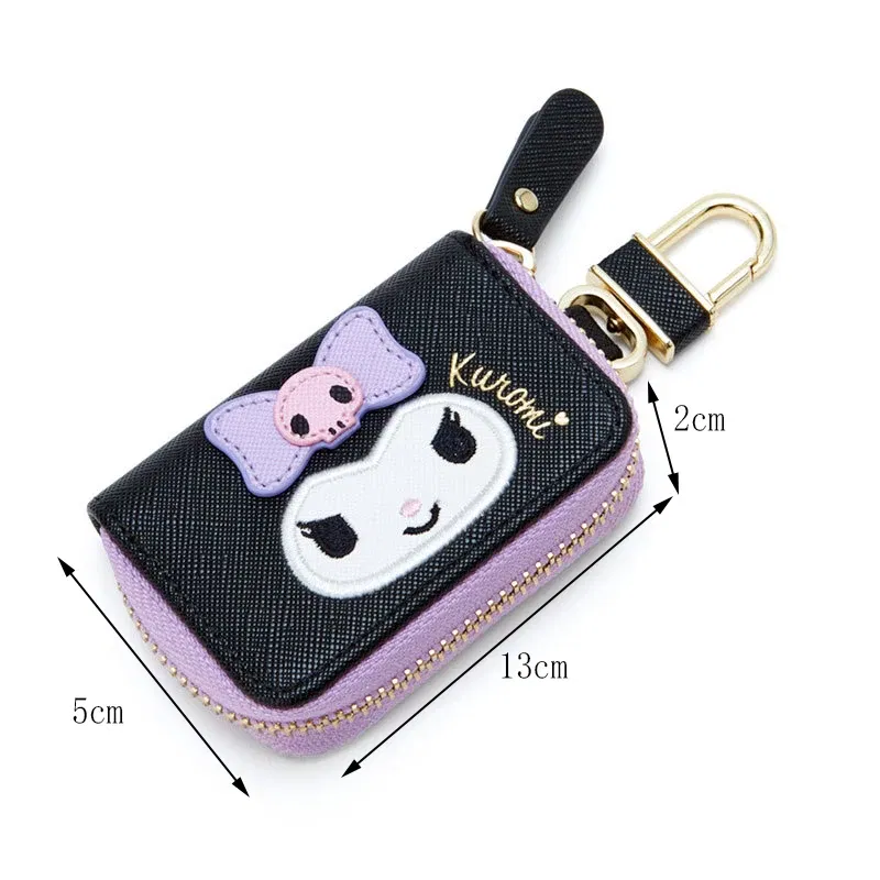 Color: Yellow - Hello Kitty Car Key Case Cover Sanrio Key Organizer Melody Keychain Pouch Cinnamoroll Keychain Wallet Women Coin Purse Keychain