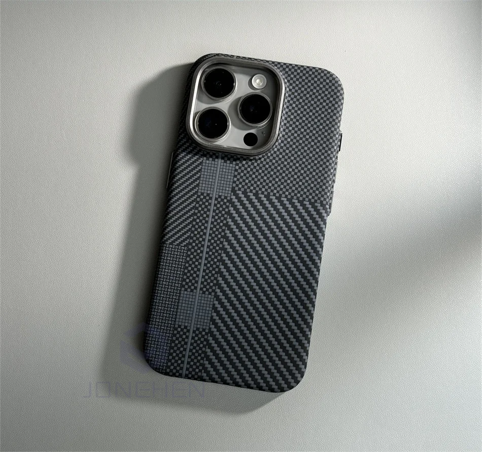 Color: Clear, Material: Microfiber - Luxury Alloy Lens Personalized Pixel 3D Relief Carbon Fibre Pattern Case For iPhone 13 14 15 16 Pro Max Slim Cover For Magsafe