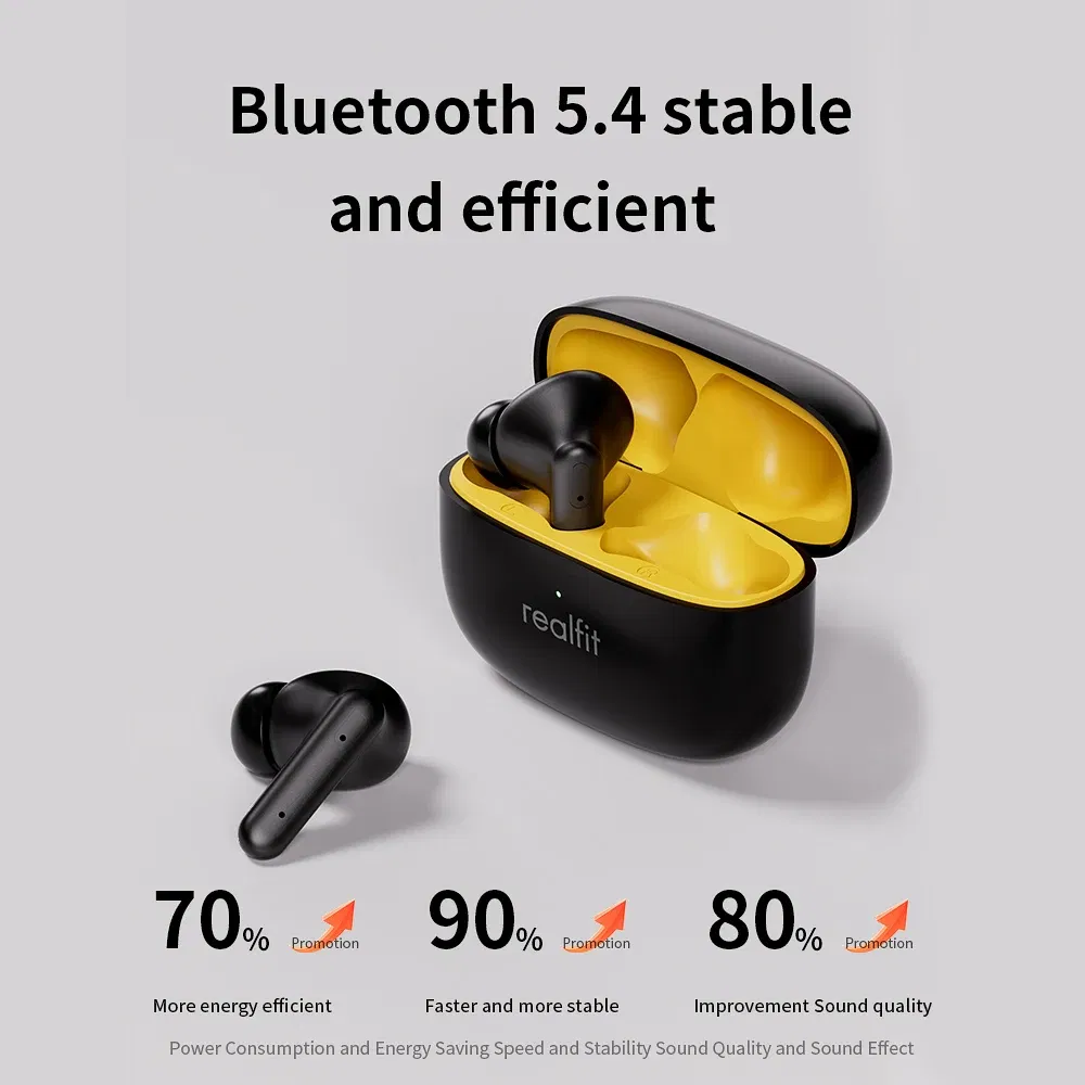 Color: Pink - Realfit F3 ANC Active Noice Cancellation Bluetooth Earphones ENC Call HIFI Stereo Superb Bass Wireless Earbuds Sport Gaming