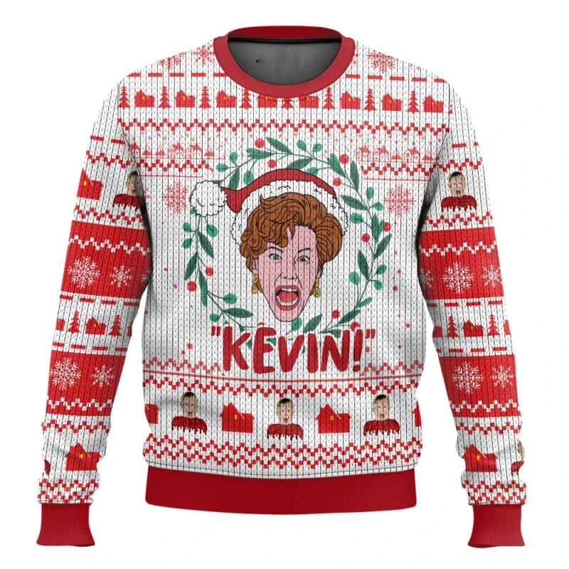 Color: GRAY, Size: XXXL, Ships From: CHINA - Merry Christmas alone at home Ugly Christmas sweater cartoon animation Men's pullover 2026 fashionable couple shirts Sweatshirt