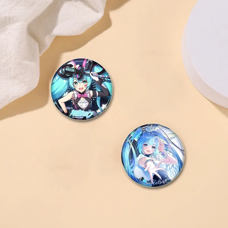 Color: Yellow, Size: S - 58/44/32mm Miku Anime Round Pins Cartoon Badges Cosplay Handmade Tinplate Brooch on Backpack Clothes Chest Ornament Gifts