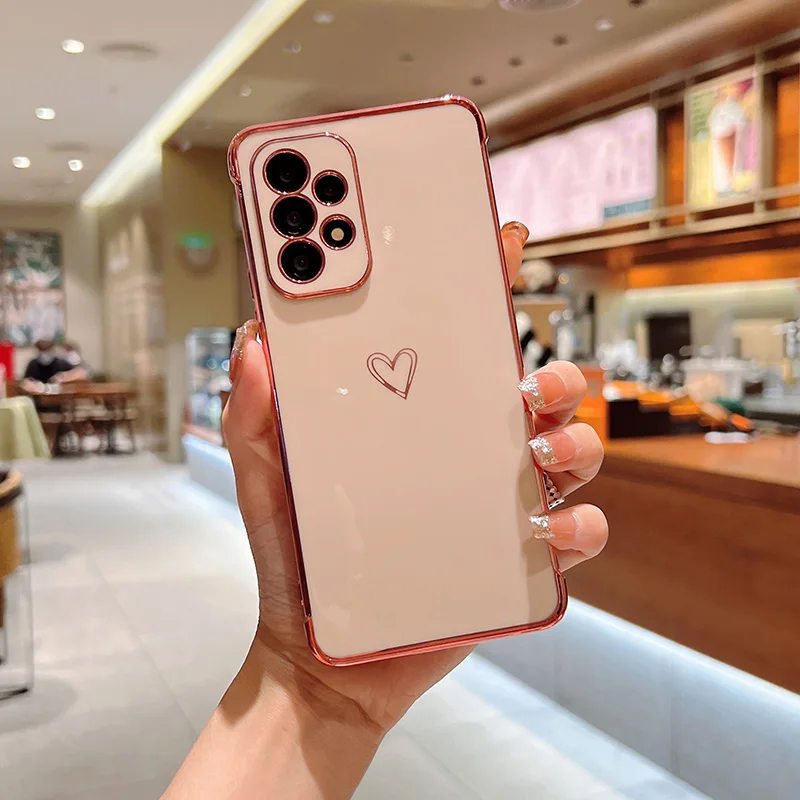 Color: Khaki, Compatible-Phone Models: For iPhone 8 Plus, Ships From: CHINA - Electroplating Love Heart Phone Case For Samsung Galaxy S25 S24 Ultra S23 S22 A13 A14 A52 A53 Protect Lens Shockproof Back Cover