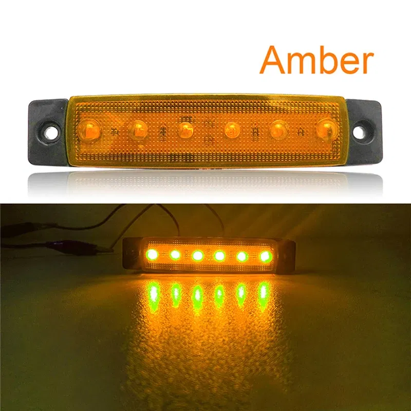 Emitting Color: Blue - 1Pcs Truck Trailer Side Marker Indicators clearance Light Car Brake Rear Highlight Tail Light 6LED 12V/24V Warning Signal Lamp
