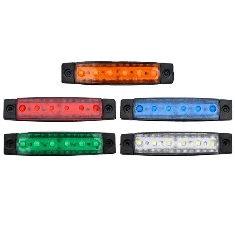 Emitting Color: Blue - 1Pcs Truck Trailer Side Marker Indicators clearance Light Car Brake Rear Highlight Tail Light 6LED 12V/24V Warning Signal Lamp