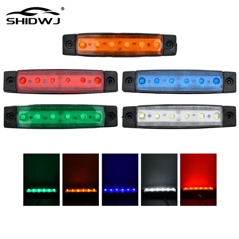 Emitting Color: Blue - 1Pcs Truck Trailer Side Marker Indicators clearance Light Car Brake Rear Highlight Tail Light 6LED 12V/24V Warning Signal Lamp