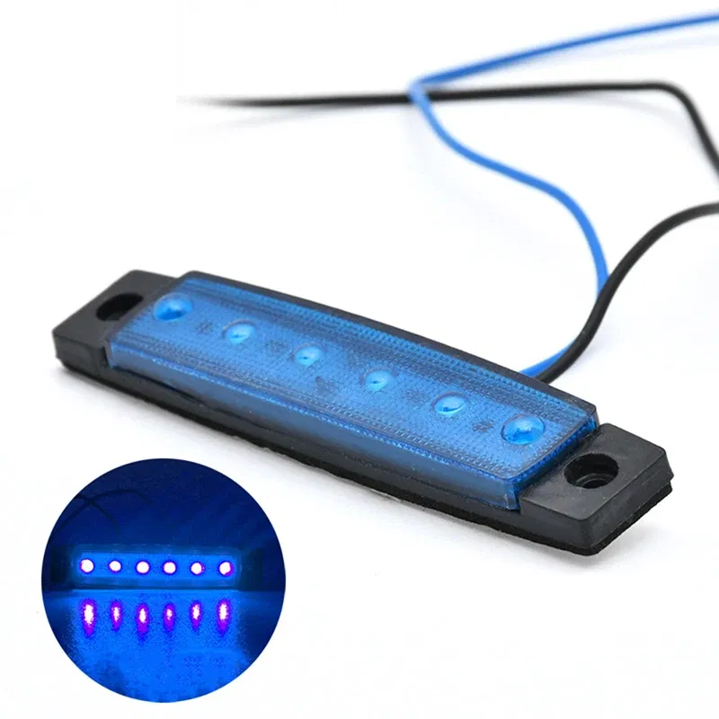 Emitting Color: Blue - 1Pcs Truck Trailer Side Marker Indicators clearance Light Car Brake Rear Highlight Tail Light 6LED 12V/24V Warning Signal Lamp