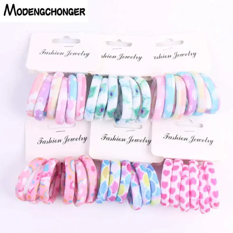 Color: Black Green, Ships From: CHINA - 6PCS/Sett Cute Girls Elastic Hair Bands Scrunchies Ponytail Holder Rubber Bands Hair Ties Sweet Kids Hair Rope Hair Accessories
