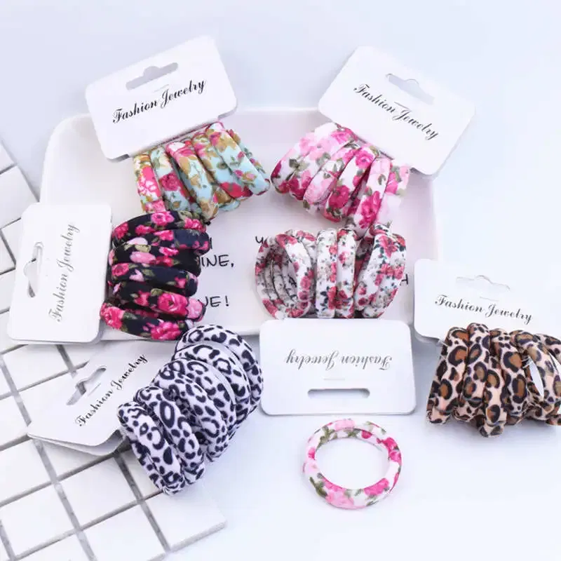 Color: Black Green, Ships From: CHINA - 6PCS/Sett Cute Girls Elastic Hair Bands Scrunchies Ponytail Holder Rubber Bands Hair Ties Sweet Kids Hair Rope Hair Accessories