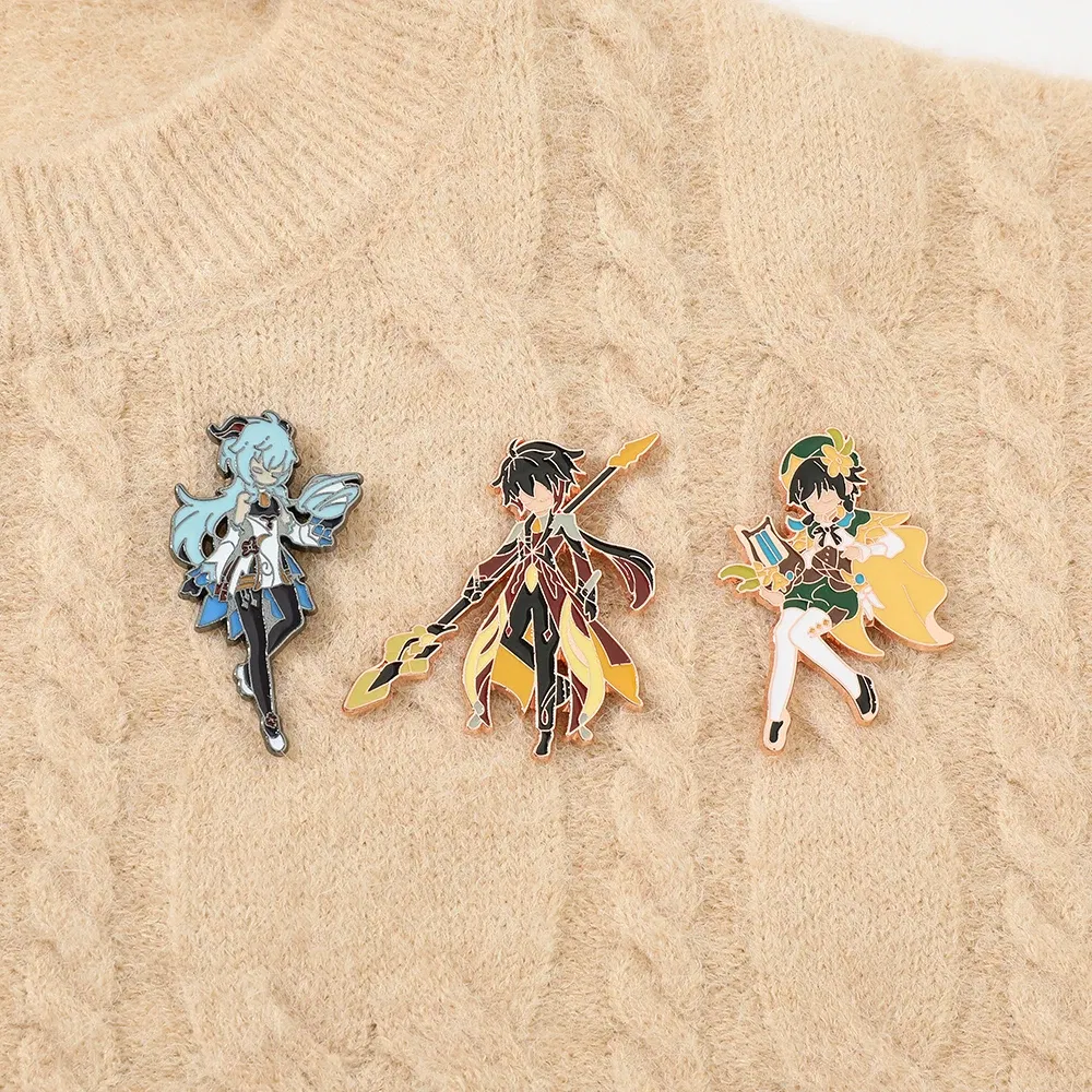 Metal color: Black Zinc Plated, Ships From: CHINA - Game Genshin Impact Enamel Brooch Cosplay Figure Kaeya Alberich Jewelry Badge Props Lapel Pins for Jacket Pins Jewelry