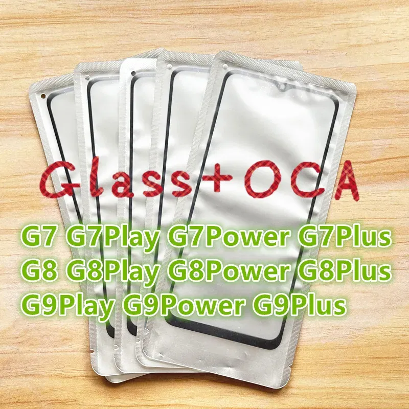 Color: WHITE - 5Pcs For Motorola Moto G7 G8 G9 Play Plus Power Lite Touch Screen Front and outer glass lens replacement