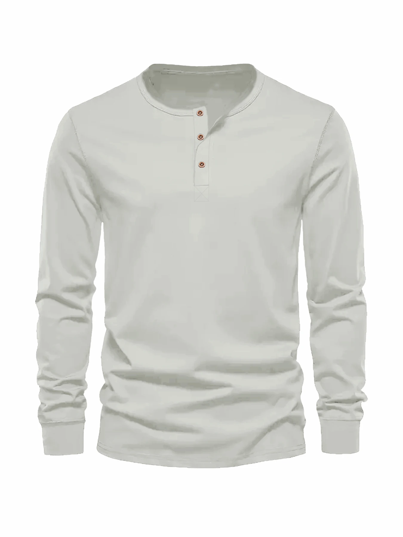 Color: WHITE, Size: XXXL - Men's Long Sleeved Henley Neck T-shirt Slim Fit Bottoming Shirt Fitness Tops Tees Button Neck Casual Cozy Tshirt