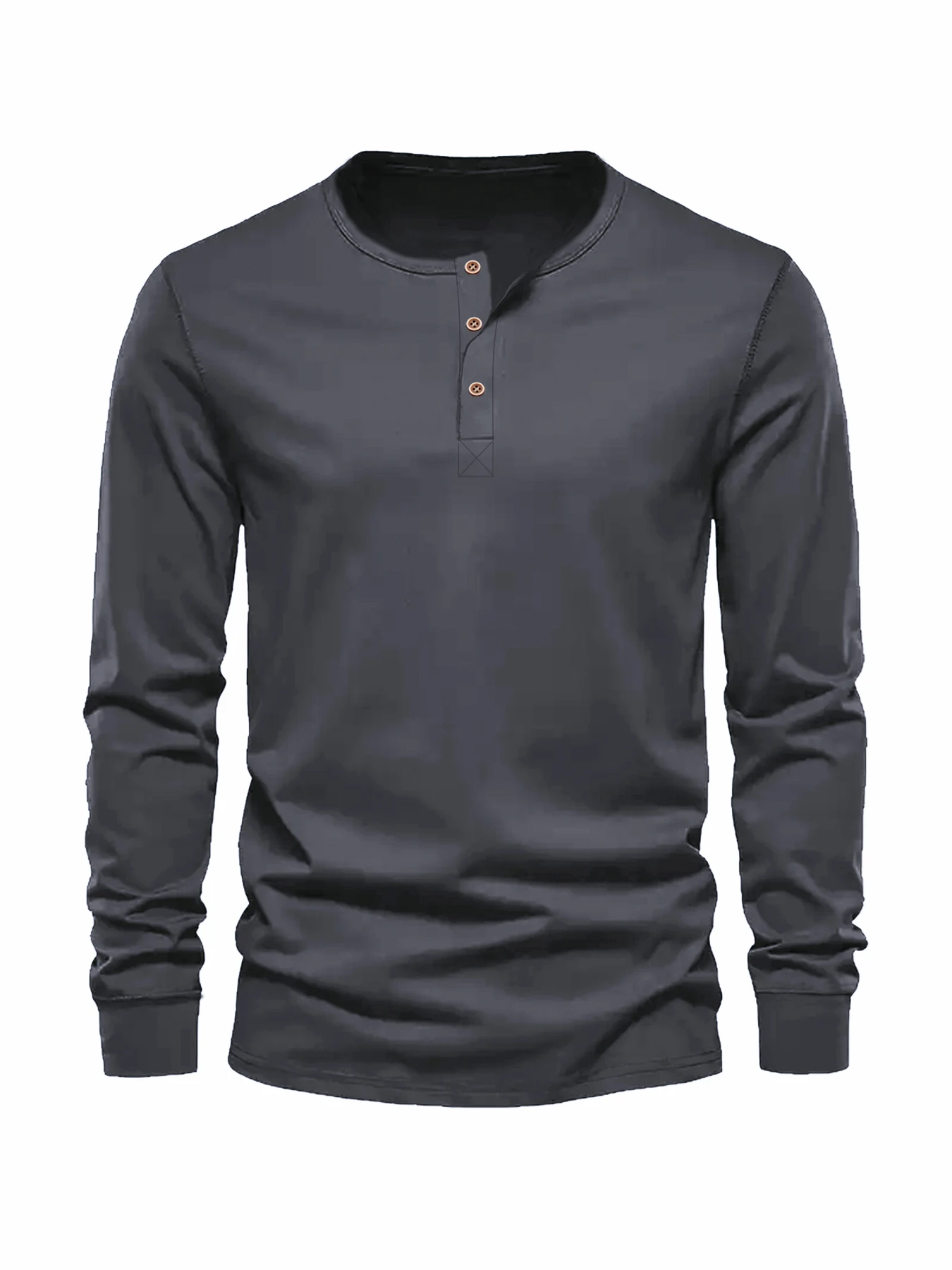 Color: WHITE, Size: XXXL - Men's Long Sleeved Henley Neck T-shirt Slim Fit Bottoming Shirt Fitness Tops Tees Button Neck Casual Cozy Tshirt