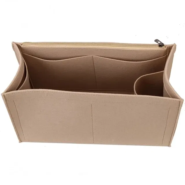 Color: Beige, Size: XL - Felt Cloth Insert Bag Fits BOOK TOTE Makeup Handbag Organizer Travel Inner Purse Cosmetic Bag Mommy Bag Fit ONTHEGO Tote