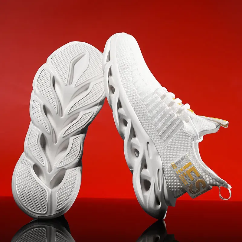 Color: WHITE, Shoe Size: 37 - Men Casual Shoes 2023 Summer New Breathable Versatile Lightweight Running Shockproof Men Sports Shoes Thick Sole Walking Gym