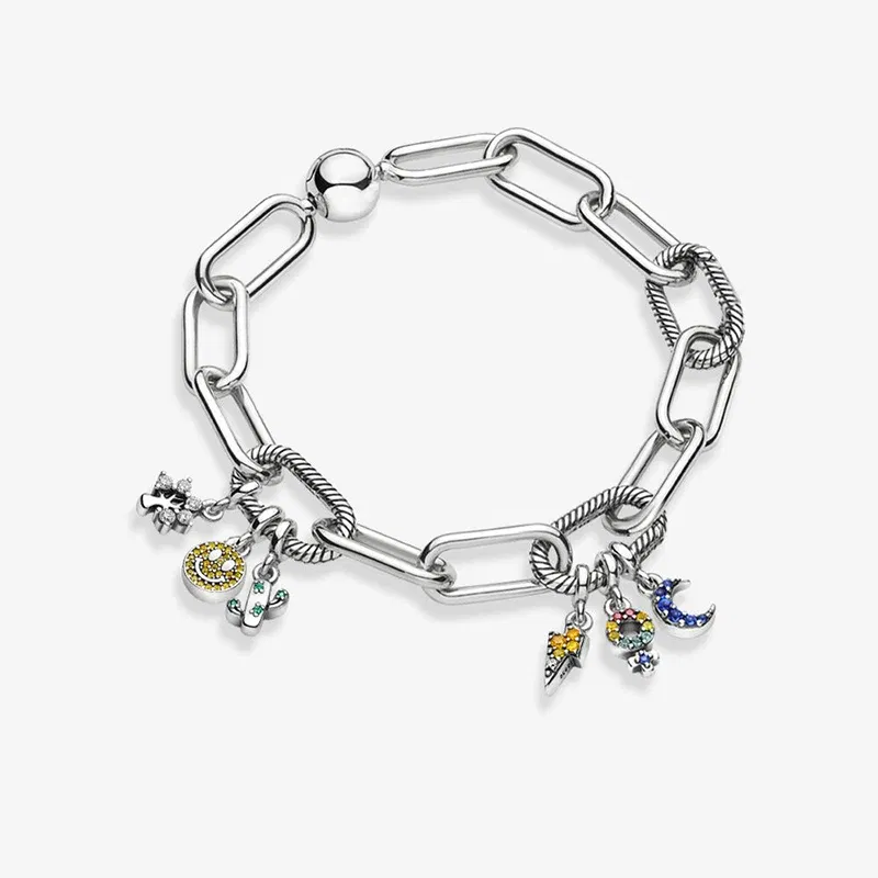 Color: Sky blue - 2022 New 925 Sterling Silver My Love Starfish Flamingo Pendant Charm Fit Original Pandora Me Bracelet DIY Bead Jewelry For Women