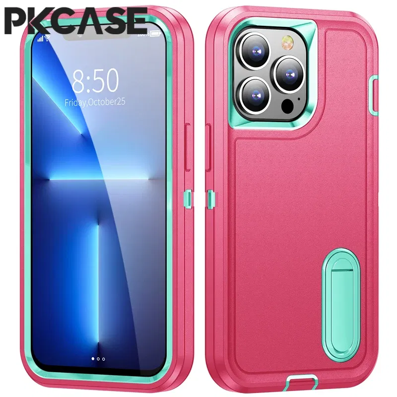 Color: Brown, Material: Neoprene - PKCASE Shockproof Case For iPhone 13 Mini 12 11 Pro Max 6 7 8 Plus Bracket Protective Cover For iPhone X XS XR SE 2020 2022