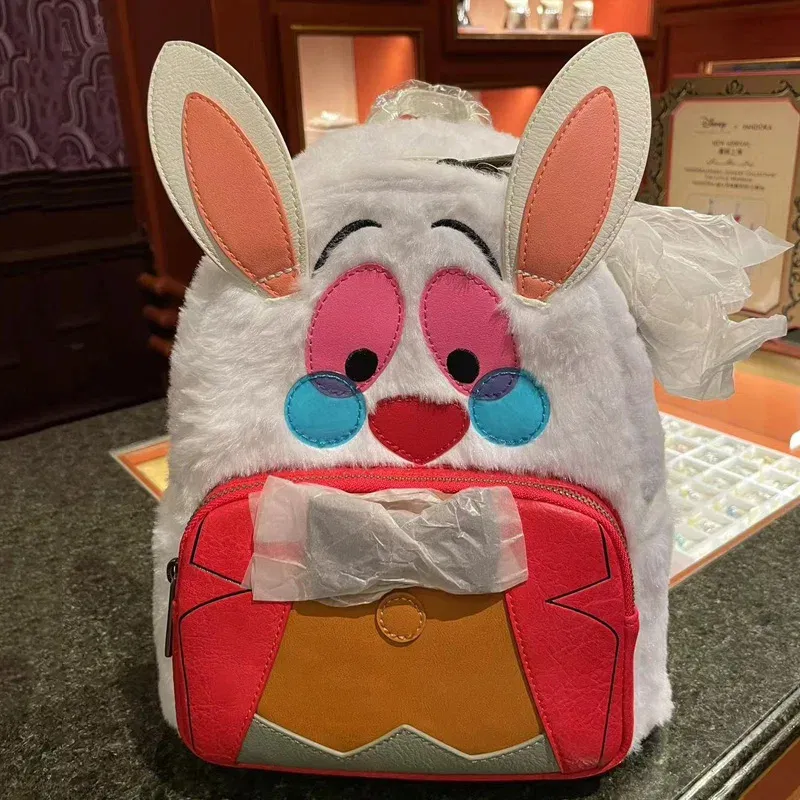 Color: Watermelon red - Disney Tinker Bell Women Double Strap Shoulder Bag Purse Cute Disney Princess Belle PU Leather Mickey Ariel Backpack