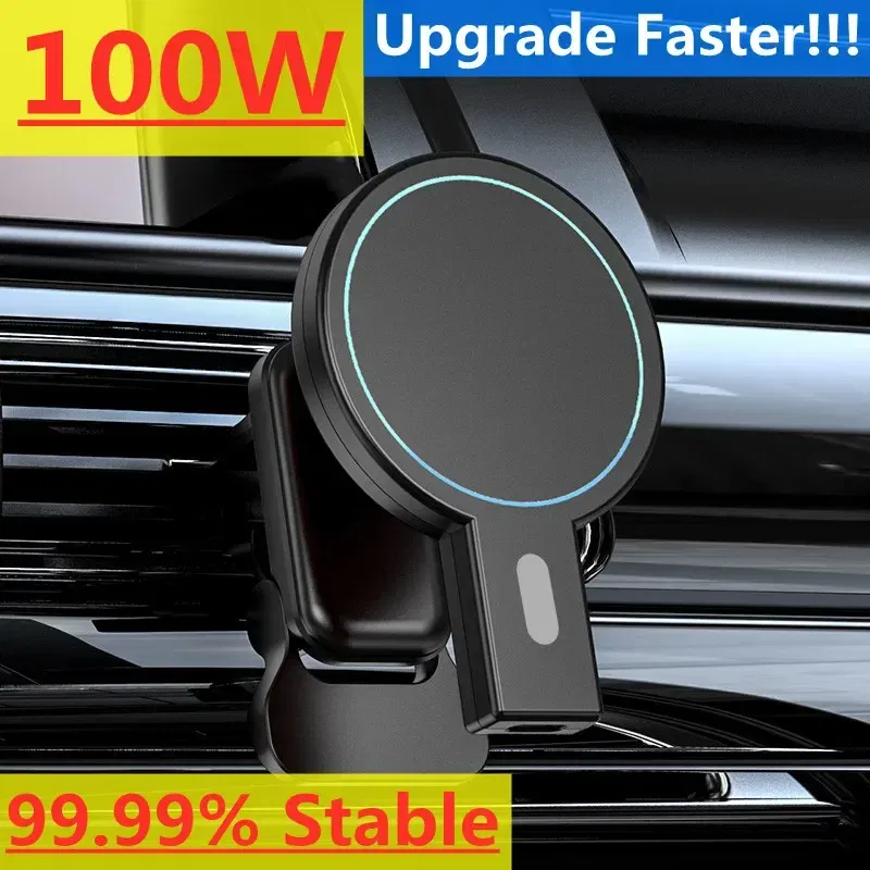 Color: PURPLE - Magnetic Car Phone Holder 100W Wireless Chargers Car Air Vent Stand Phone Holder Fast Charging Station For iPhone 14 13 Pro Max