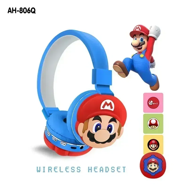 Color: WHITE - Game Marios Bros anime Wireless Bluetooth Headphones Children's Headwear Cute Cartoon Wireless Headset kids Birthday Gift toy