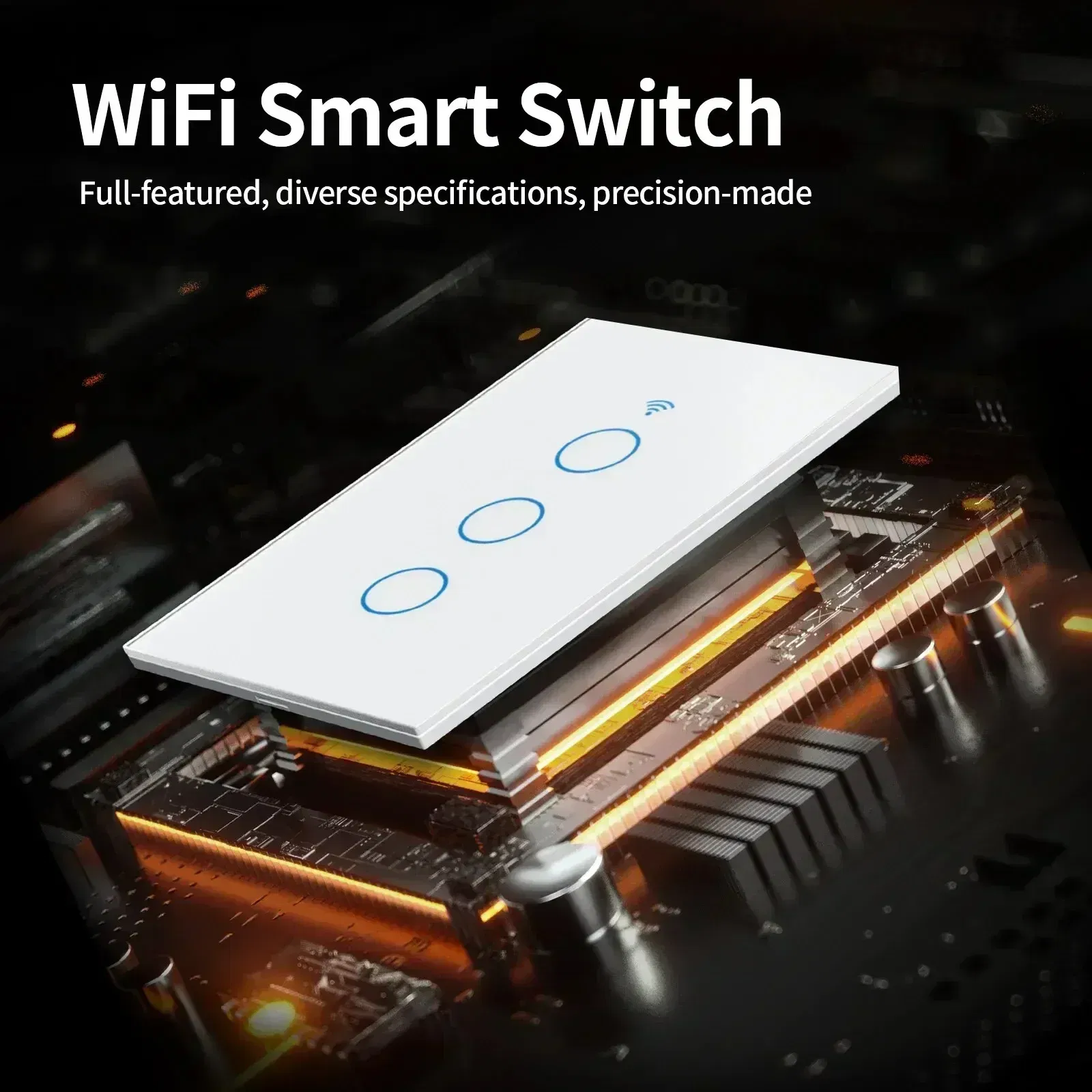 Color: GRAY - Tuya US WiFi+Bluetooth Smart Switches No Neutral Wire Required 1/2/3/4 Gang Light WiFi Touch Switch Work with Alexa Google Home