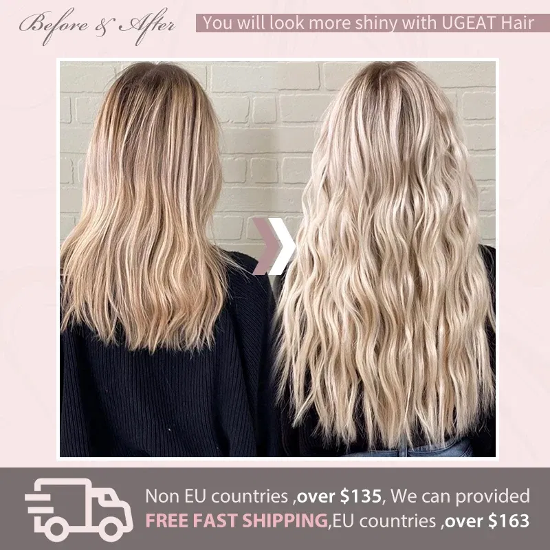 Color: T4/27, Length: 16 inches, Weight Per Package: 120g/Set - [16 Colors] Ugeat Clip in Hair Extensions Human Hair 14-22" Double Weft Remy Hair Full Head Clip in Extensions for Woman 7Pcs