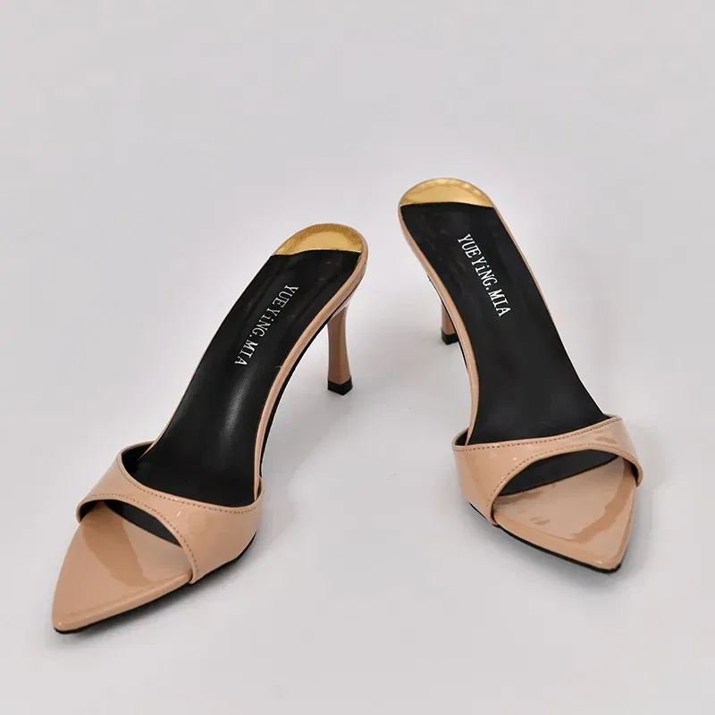 Color: black, Shoe Size: 41 - Pointed Stiletto Heels Women Pumps Patent Leather 2024 Summer Designer Mule Sandals Elegant Sexy Office High Heels Women Shoes